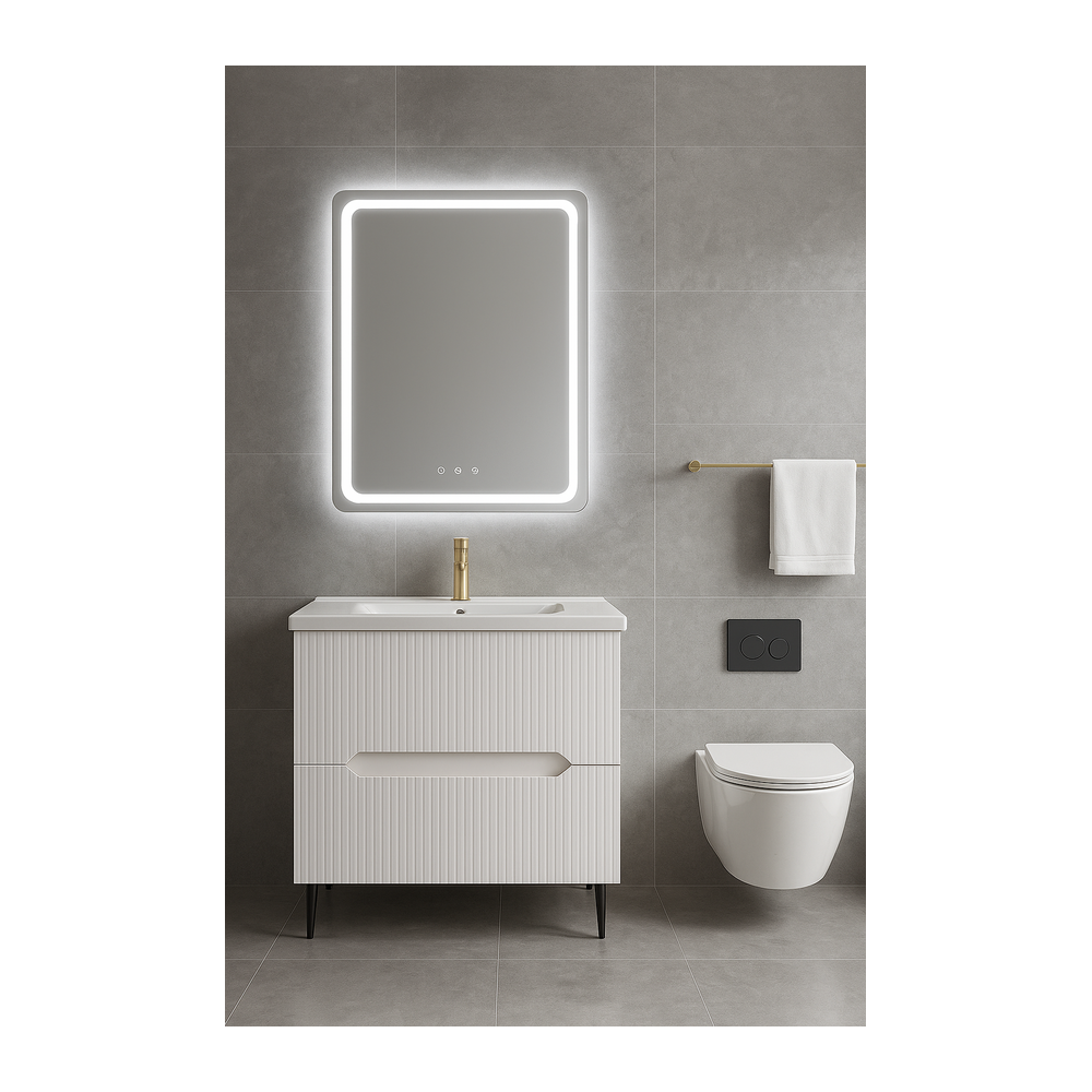 Тумба 80 "NEW Лео 80" белый глянец, 2 ящика — VERITA, купить в Казахстане