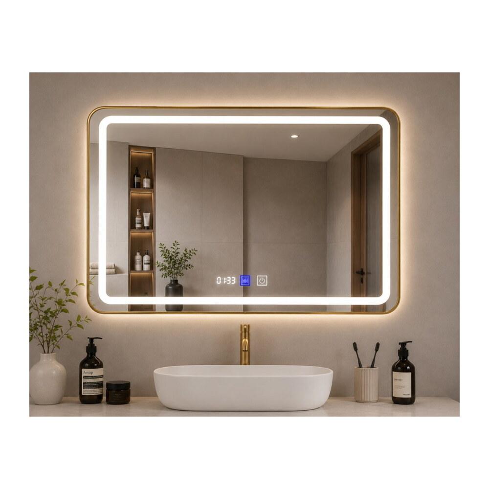 LED Зеркало 80*60 золотистый алюминий три цвета с подогревом K104G-80 — VERITA, купить в Казахстане