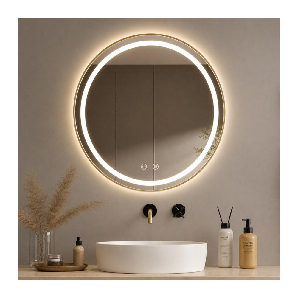 LED Зеркало 80*80 золотистый алюминий три цвета с подогревом K315G-80 — VERITA, купить в Казахстане